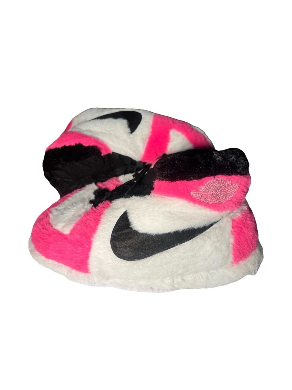 Nike Fuzzy Slide Slippers in White, Pink & Black5.5/12.5